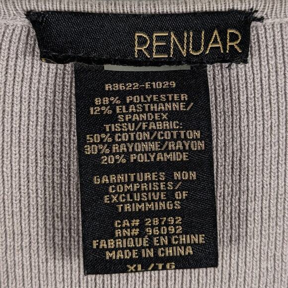 Renuar Womens XL Open Front Cardigan Gray Knit Suede Touch Ruffle Trim Duster - Picture 4 of 5